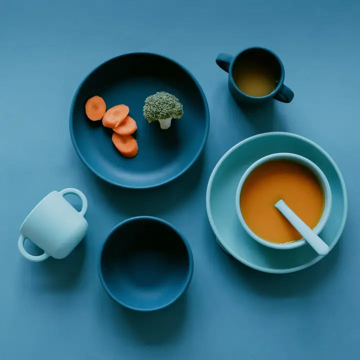 EKOBO - Silicone Bowl w. Suction Cup - 2 pcs - Blue Abyss/Lagoon