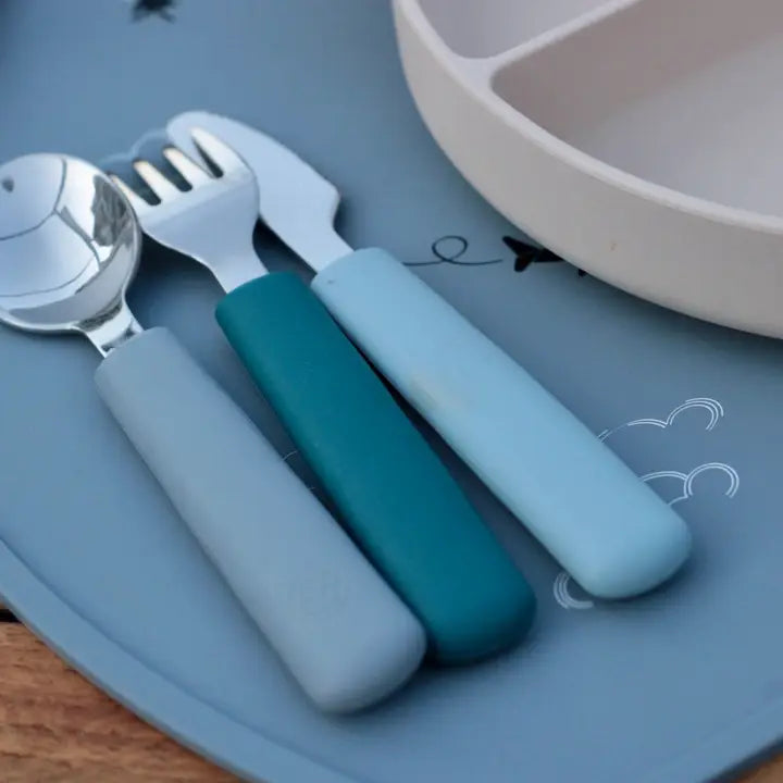 Soina - Cutlery set fork/spoon/knife - Grey/Blue