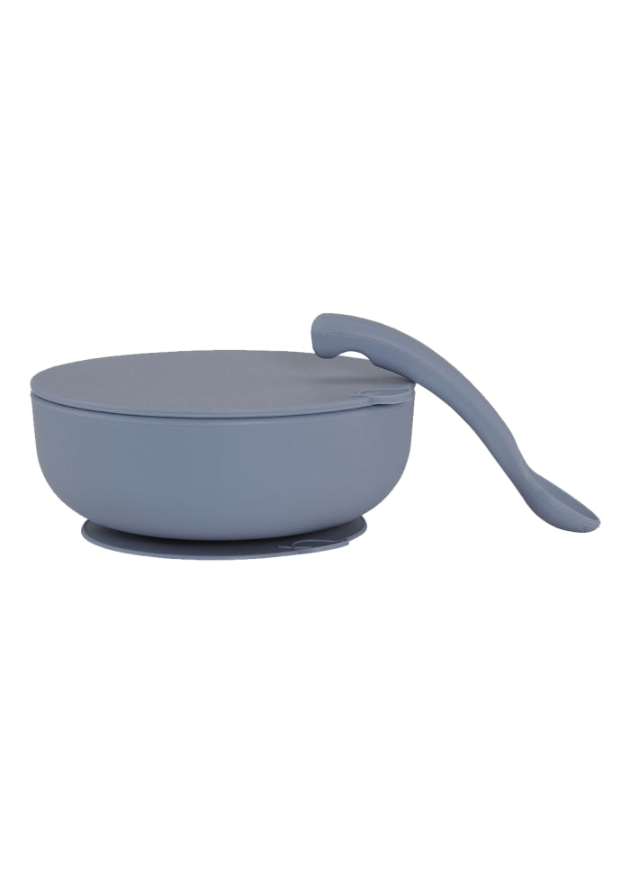 By lille Vilde - Silicone bowl with lid and spoon - Blue